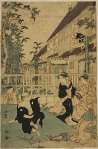 Freizeitvergnügen im Kankanro-Teestube in Yoshiwara von Torii Kiyonaga