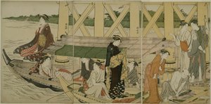 Vergnügungsboote unter der Azuma-Brücke von Torii Kiyonaga