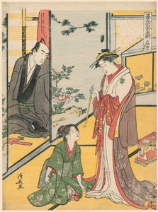 Szene im Daifukuya, aus der Serie "Go Taiheiki Shiraishi Banashi" von Torii Kiyonaga