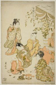 Das Puppenfest, aus der Serie „Kostbare Kinderspiele der fünf Feste (Kodakara gosetsu asobi), ca. 1801 (Farbholzschnitt)