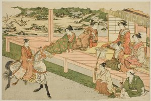 Der erste Ausritt des neuen Jahres, aus dem illustrierten Buch "Farben der dreifachen Morgendämmerung" von Torii Kiyonaga