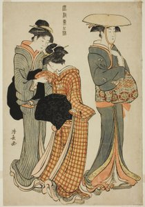 Zwei Frauen und eine Magd, aus der Serie "Ein Brokat östlicher Sitten (Fuzoku Azuma no nishiki)"