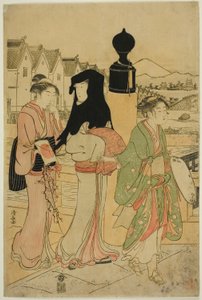 Frauen überqueren die Nihonbashi-Brücke