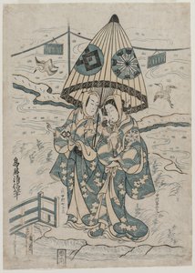 Nakamura Tomijuro und Nakamura Shichisaburo II als die Liebenden Agemaki und Sukeroku, 1753