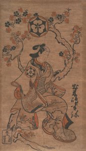 Dekishima Hanya sitzt auf einem Kirschbaum, ca. 1700-05 von Torii Kiyonobu I