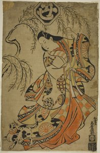 Der Schauspieler Uemura Kichisaburo als die dritte Prinzessin im Stück Wakoku Gosuiden, aufgeführt im Morita-Theater im dritten Monat, 1700 von Torii Kiyonobu I