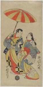 Nakamura Shichisaburo als Chihara Sakonnosuke und Hayakawa Hatsuse als die Kurtisane Okuni, August 1702
