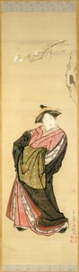 Kurtisane und Kirschzweig von Toriyama Sekien