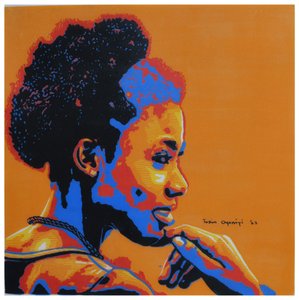 Orange Afro-Kontemplation