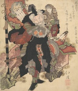 Chinesischer Krieger, der ein Kind auf seinen Schultern trägt, ca. 1825 von Totoya Hokkei