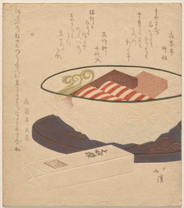 Schale aus Kristallglas mit zuckrigen Süßigkeiten für das neue Jahr von Totoya Hokkei