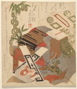 Stillleben zur Feier der Geburt von Ichikawa Danj?r? VIII von Totoya Hokkei