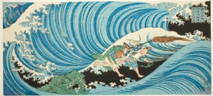 Das Seetang-Sammelritual in der Provinz Nagato (Nagato mekari no shinji), aus der Serie "Berühmte Orte in den Provinzen (Shokoku meisho)" von Totoya Hokkei