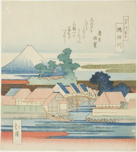 Der Sumida-Fluss (Sumidagawa), aus der Serie "Blick auf den Berg Fuji von Edo (Edo no Fuji)"