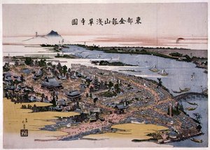 Kinryuzan Senso-ji Tempel in der östlichen Hauptstadt (Edo) ca. 1820 (Holzschnitt) von Toyota Hokkei