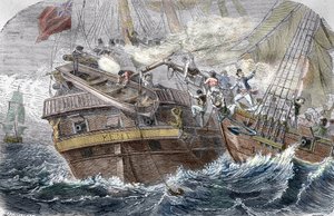 Eroberung der Kent durch den französischen Freibeuter Robert Surcouf