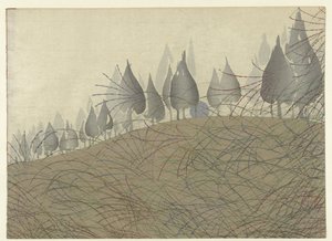 Landschaft mit Mond (Blaue Ahornblätter) von Tsuda Seifû