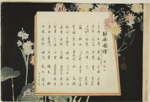 Indexseite, Drucke .51-.100 (Bd.1), aus der Serie "Bilder von keinen Aufführungen (Nogaku Zue)" von Tsukioka Kogyo