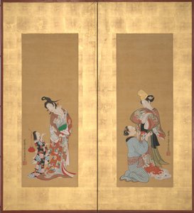 Shirabyoshi-Tänzerin und weibliche Dienerin, Kurtisane und Mädchenbegleiterin