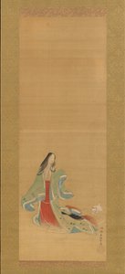 Die dritte Prinzessin mit ihrer Katze, aus den Neuen Kräutern I Wakana I..., 18. Jahrhundert von Tsukioka Masanobu