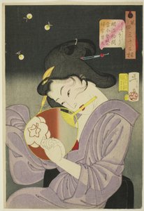 Erfreut (Ureshiso), aus der Serie "Zweiunddreißig Aspekte von Frauen (Fuzoku sanjuniso)" von Tsukioka Yoshitoshi