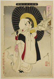 Reiherjungfrau aus der Serie "Neue Formen von sechsunddreißig Geistern" von Tsukioka Yoshitoshi
