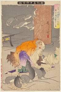 Priester Raigo von Miidera, aus der Serie Neue Formen der Sechsunddreißig Geister von Tsukioka Yoshitoshi