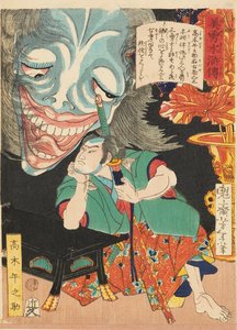 Takagi Umanosuke mit einem Geist, 1866 von Tsukioka Yoshitoshi