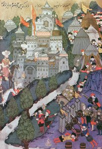 Schlacht von Nikopolis, 25.-28. September 1396, Faksimile einer Miniatur im Topkapi-Museum in Istanbul von Turkish School