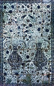 Dekoratives Paneel mit zwei Vasen und Blumen von Turkish School