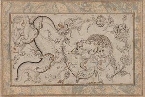 Löwe, Chi-Lin und Drache in Blumensprays, Osmanische Periode von Turkish School