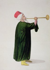 Offizieller Trompeter der Janitscharen-Militärkapelle, osmanische Periode, drittes Viertel des 18. Jahrhunderts von Turkish School