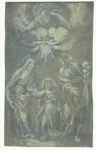 Die Heilige Familie wandert unter Gott dem Vater und dem Heiligen Geist