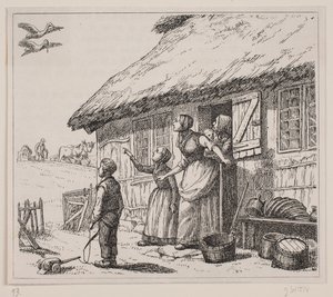 Illustration zu "Der Storch ist gekommen", Gedicht von Gotfred Rode