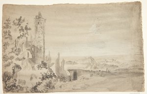 Landschaft mit Ruinen von Ubekendt