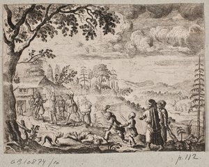 Landschaft mit zwei Männern, die sich erheben von Ubekendt