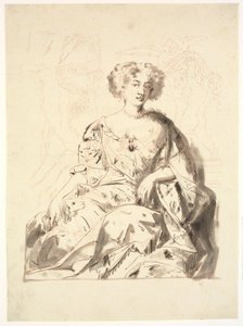 Porträt einer Dame, sitzend, Halbfigur von Ubekendt