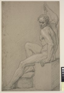 Studie eines sitzenden nackten Mannes von Ubekendt
