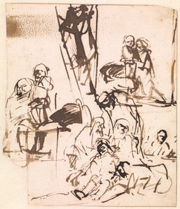 Die Beweinung und zwei Studien von Maria und dem Kind