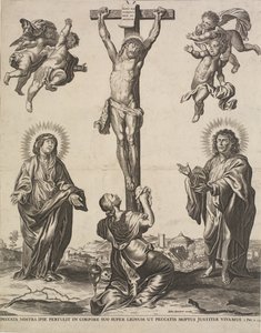 Christus am Kreuz, mit der Jungfrau, Maria Magdalena und St. Johannes und vier Engeln