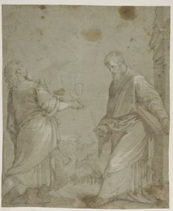 St. Johannes der Evangelist und Bartholomäus aus Jacopo Bassanos "Cassola-Altarbild" von Ubekendt Ubekendt