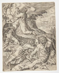 Die Agonie im Garten von Ubekendt efter Dirck Volckertsz. Coornhert efter Maarten van Heemskerck