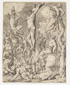 Der Tod Christi am Kreuz von Ubekendt efter Dirck Volckertsz. Coornhert efter Maarten van Heemskerck