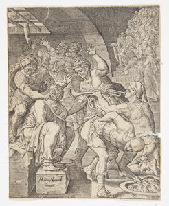 Die Verspottung Christi von Ubekendt efter Dirck Volckertsz. Coornhert efter Maarten van Heemskerck