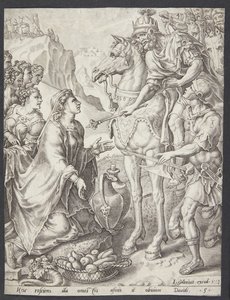 Abigail beruhigt David von Ubekendt efter Maarten van Heemskerck
