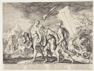 Der blinde Saul wird nach Damaskus geführt von Ubekendt efter Philips Galle efter forlæg af Maarten van Heemskerck