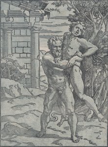Herkules und Antäus von Ugo da Carpi