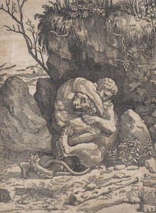 Herkules und der Nemeische Löwe, ca. 1517-18 von Ugo da Carpi