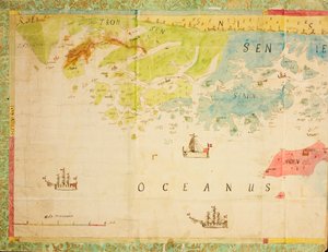 Karte aus der Kartensammlung der Nationalbibliothek. Die Karte wurde handgezeichnet und zeigt Trøndelag, Nordland, Troms, Küste, Seekarte von Ukjent tegner