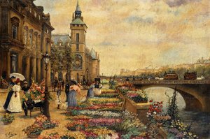 Ein Blumenmarkt an der Seine